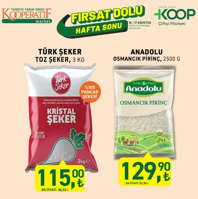Tarım Kredi şeker ve pirinç indirimleri