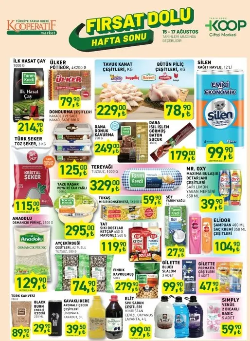 Tarım Kredi 15-17 Ağustos hafta sonu indirimli ürünler kataloğu