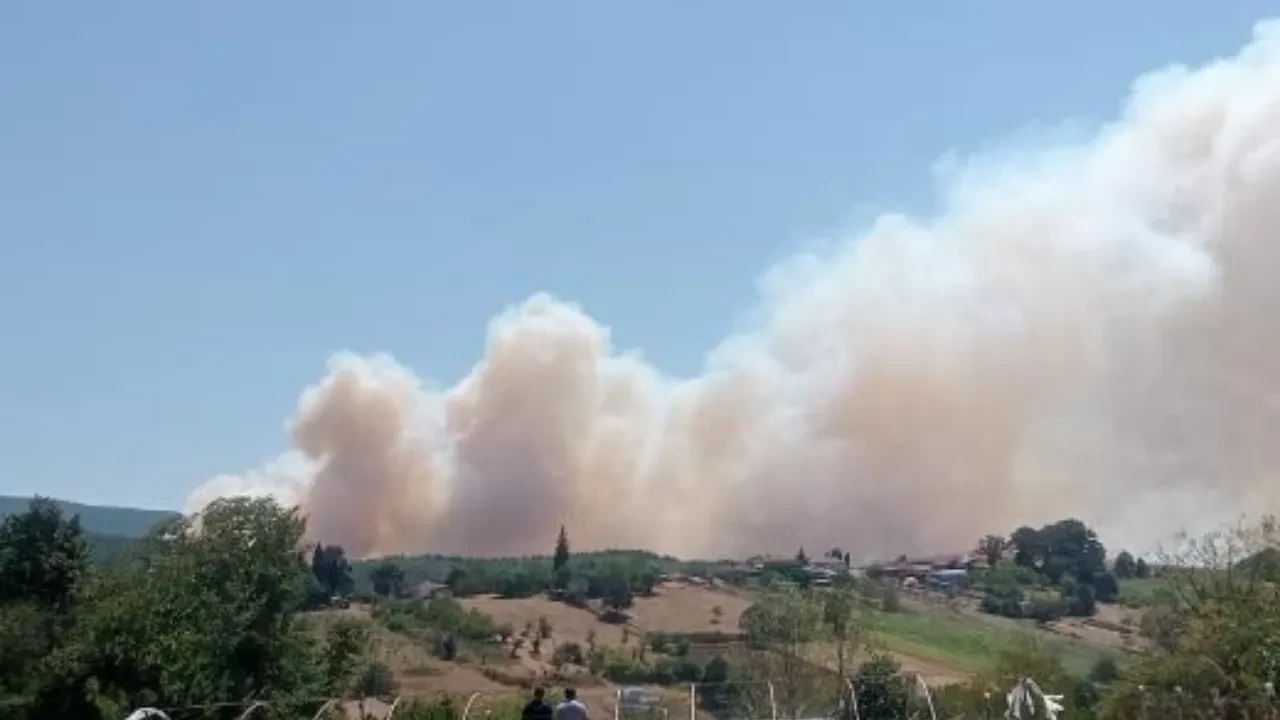 Bursa şehir merkezinden görülen yangın dumanı