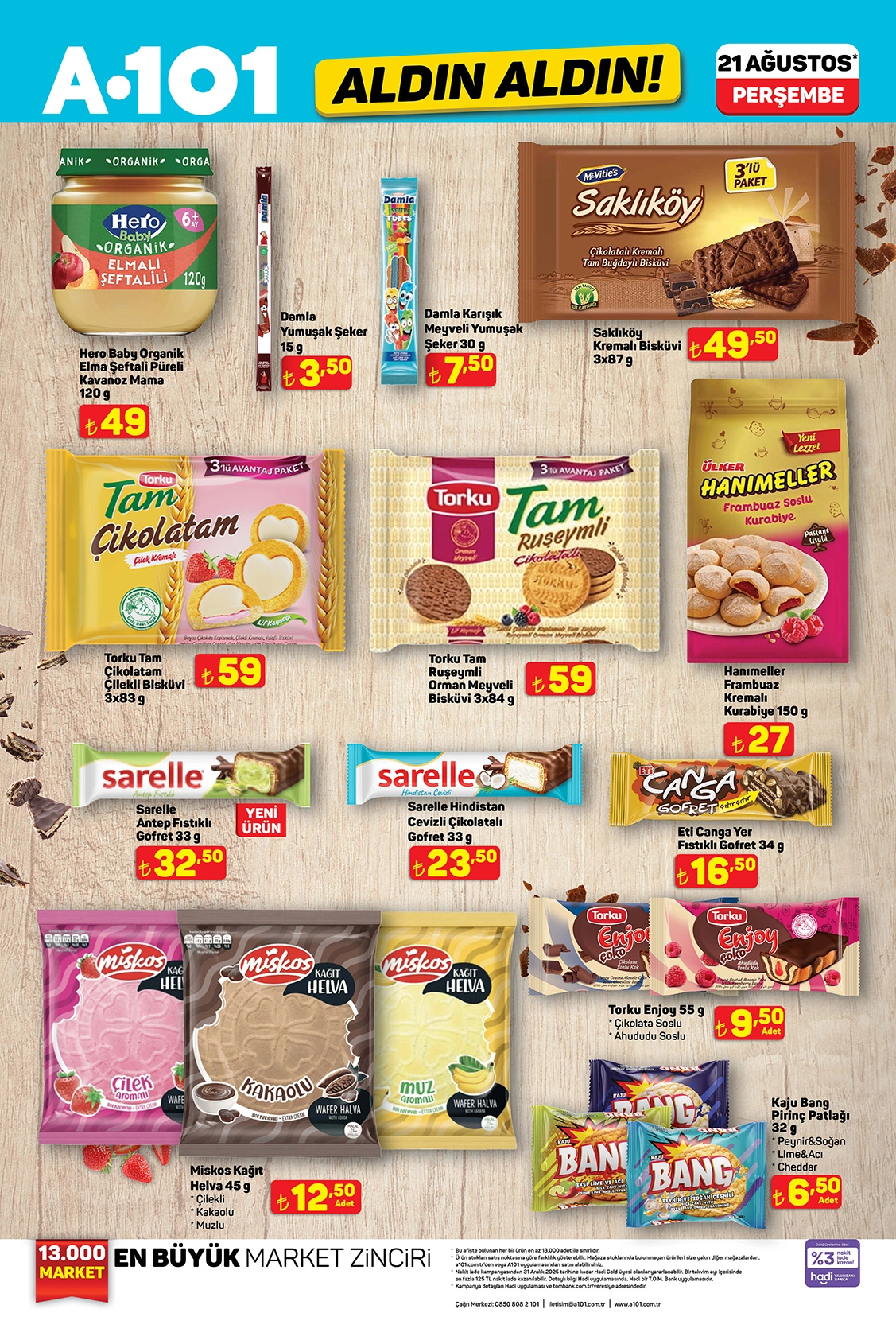 A101 aktüel katalog çikolata, bisküvi, gofret ve şekerleme