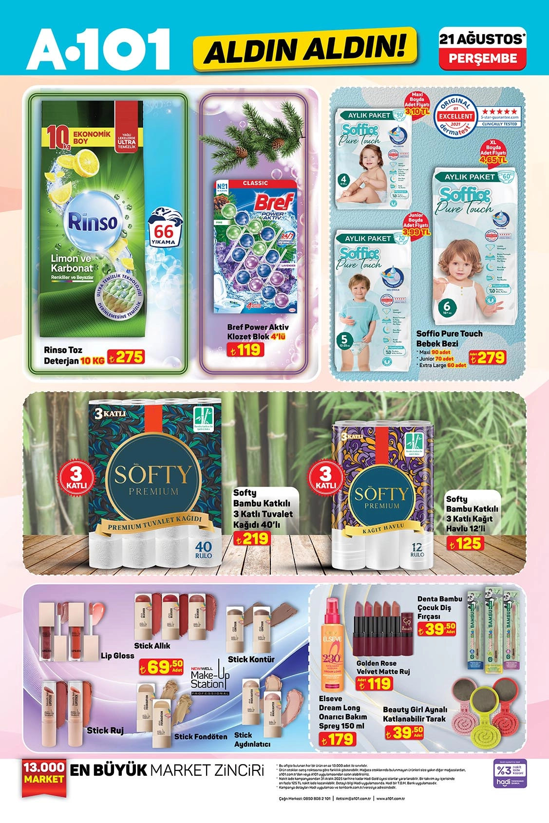 A101 aktüel katalog deterjan, bebek bezi, kozmetik ve kişisel bakım ürünleri