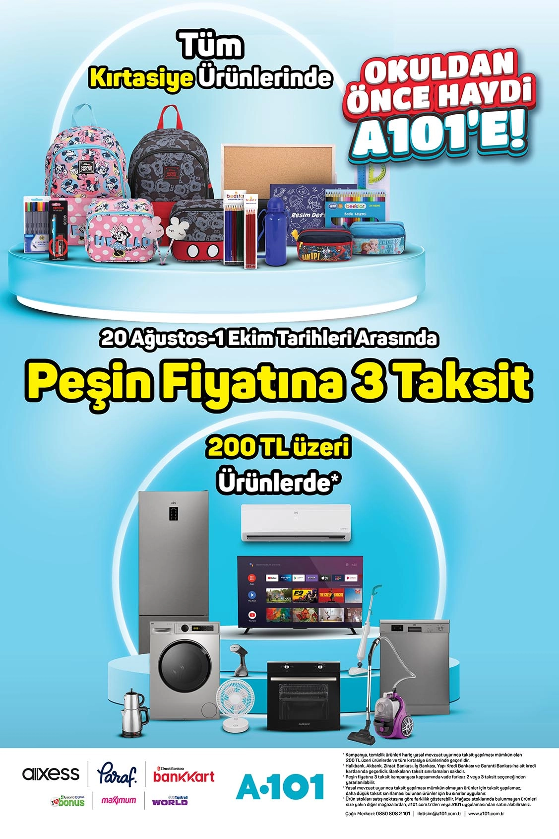 A101 peşin fiyatına 3 taksit