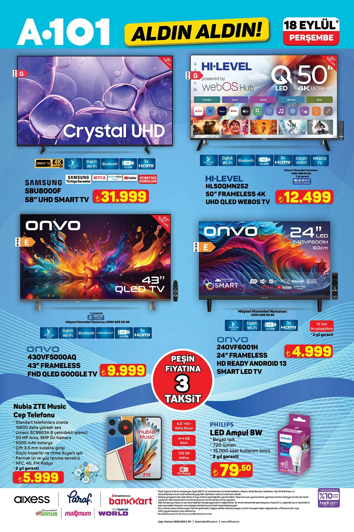 A101 televizyon ve elektronik fırsatları 