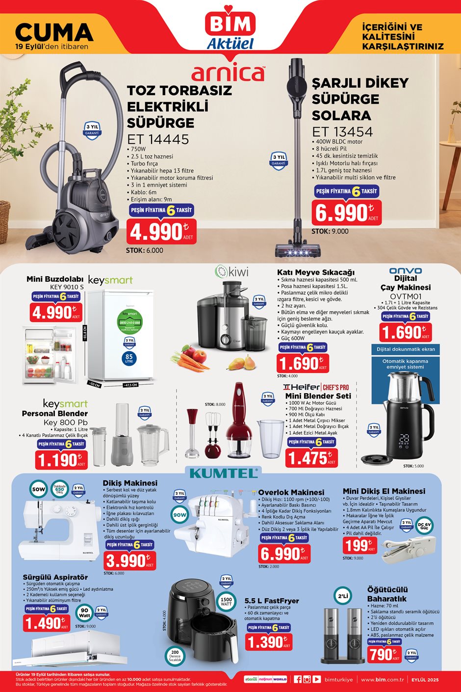 19 eylül BİM elektrikli süpürge fırsatı