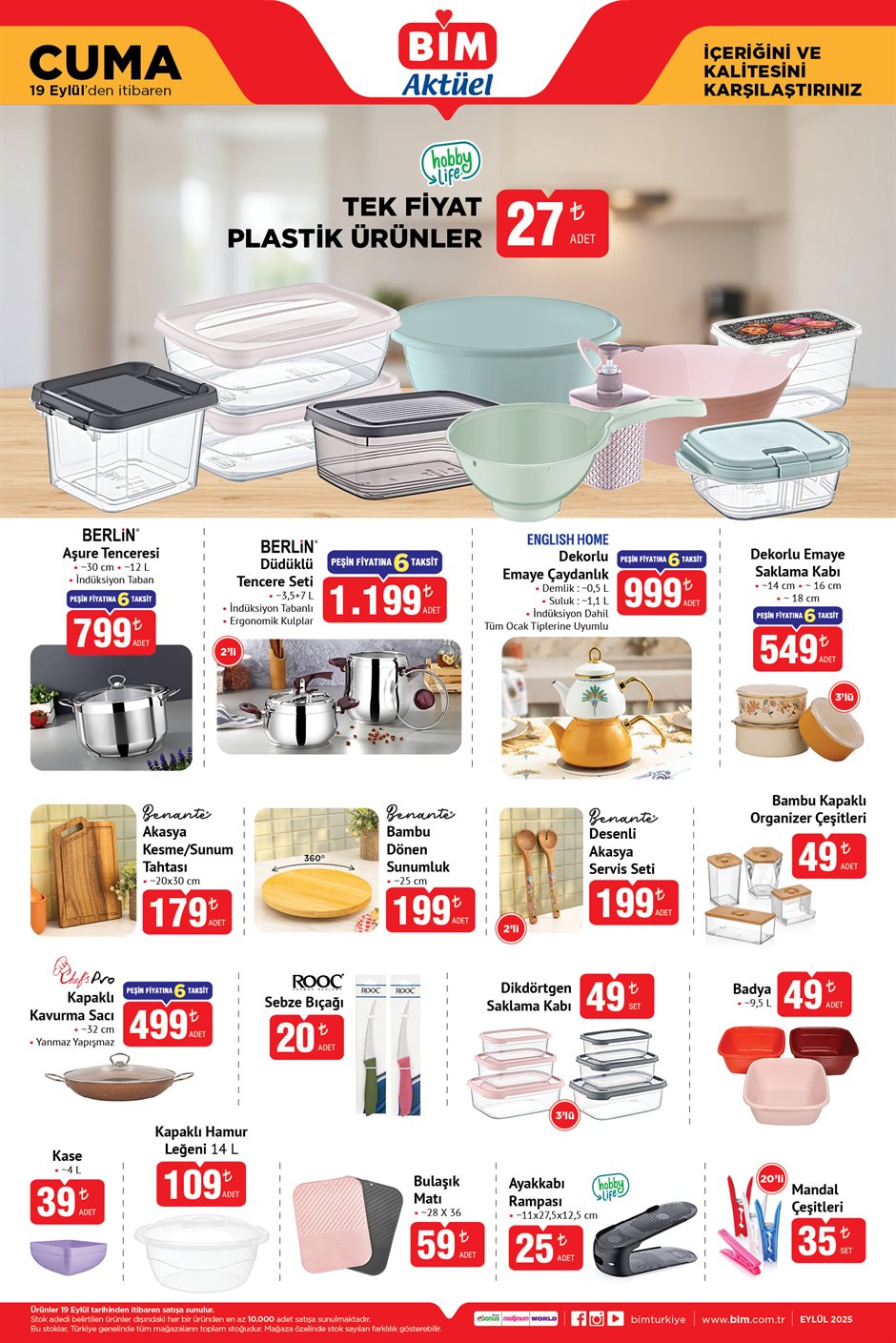 19 eylül BİM mutfak plastik saklama kabı
