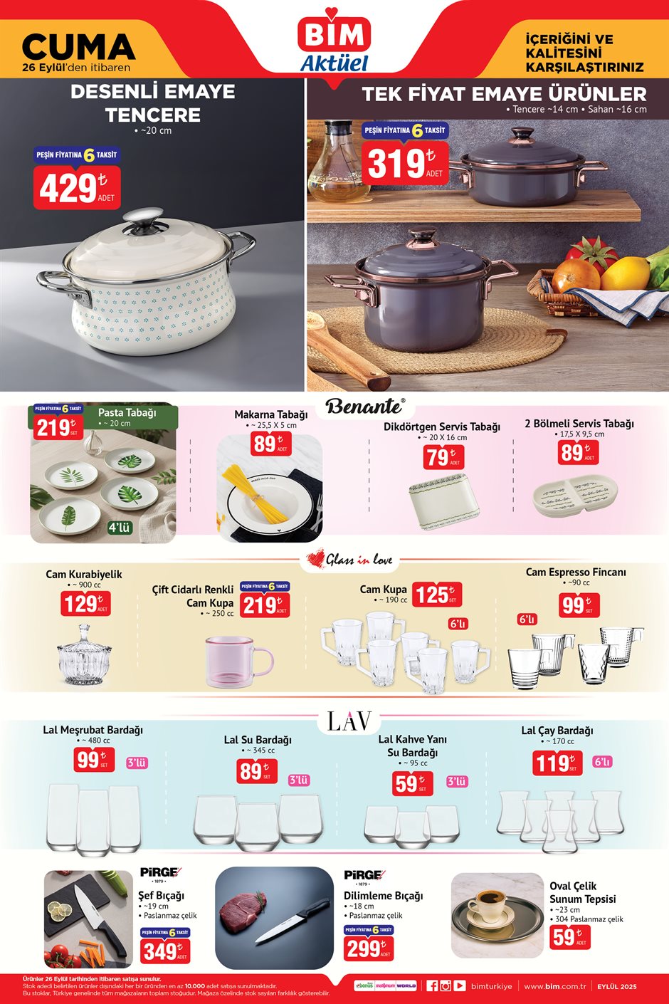 26 Eylül BİM Katalog mutfak ürünleri