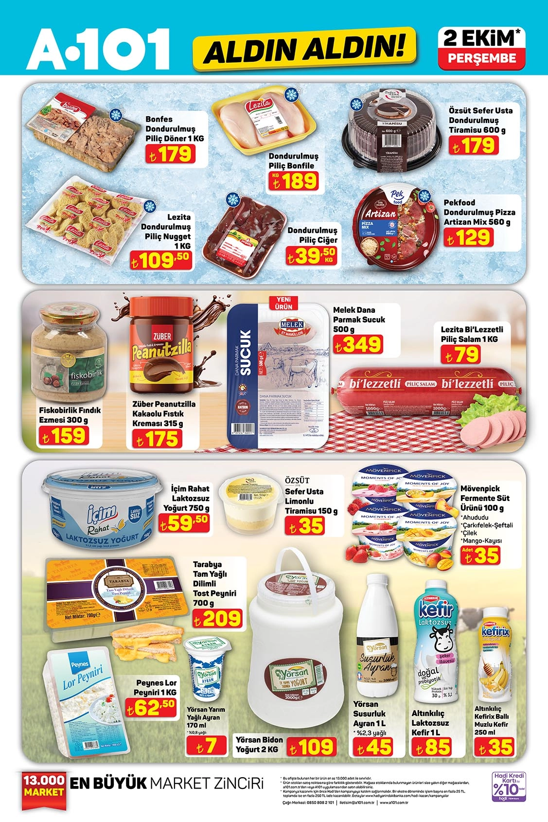 A101 2 Ekim gıda ürünleri