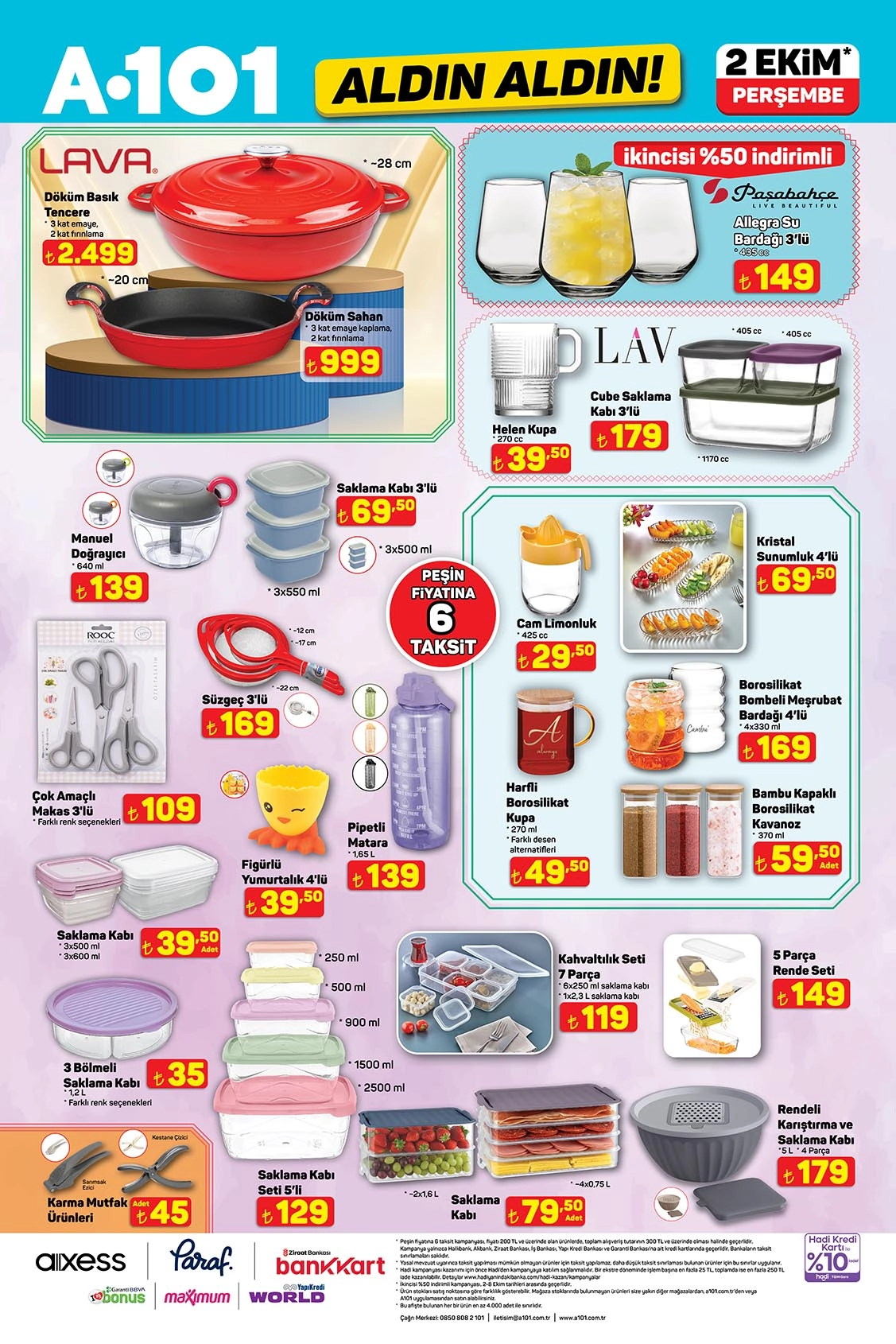 A101 2 Ekim saklama ürünleri