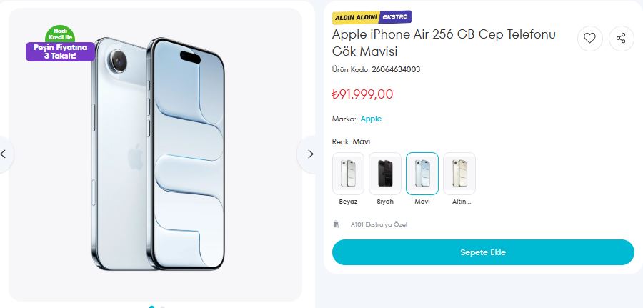 A101 iPhone Air Satışına Başladı: İndirim ve Vade Farksız Taksit Fırsatı