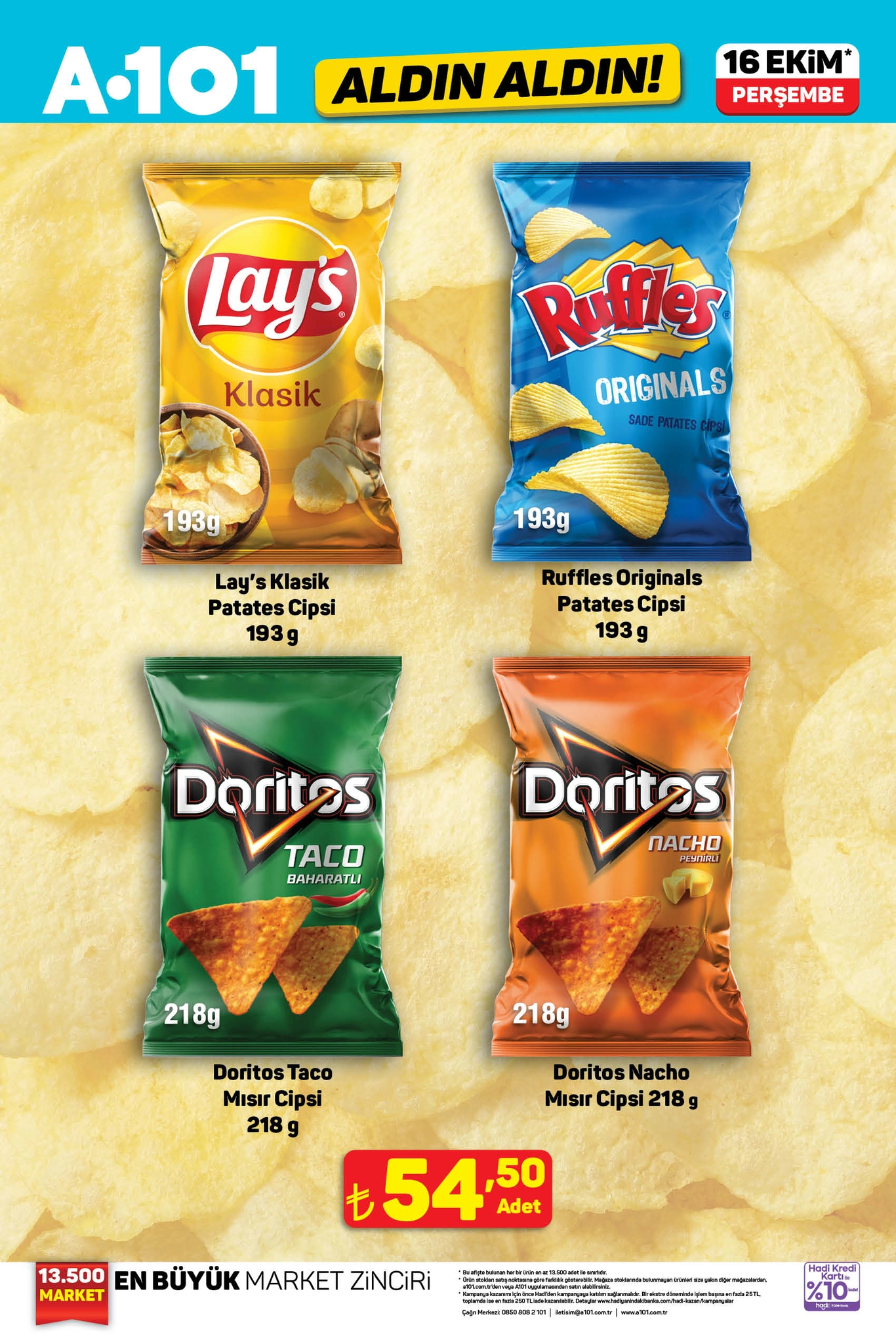 A101 cips fiyatları 16 Ekim