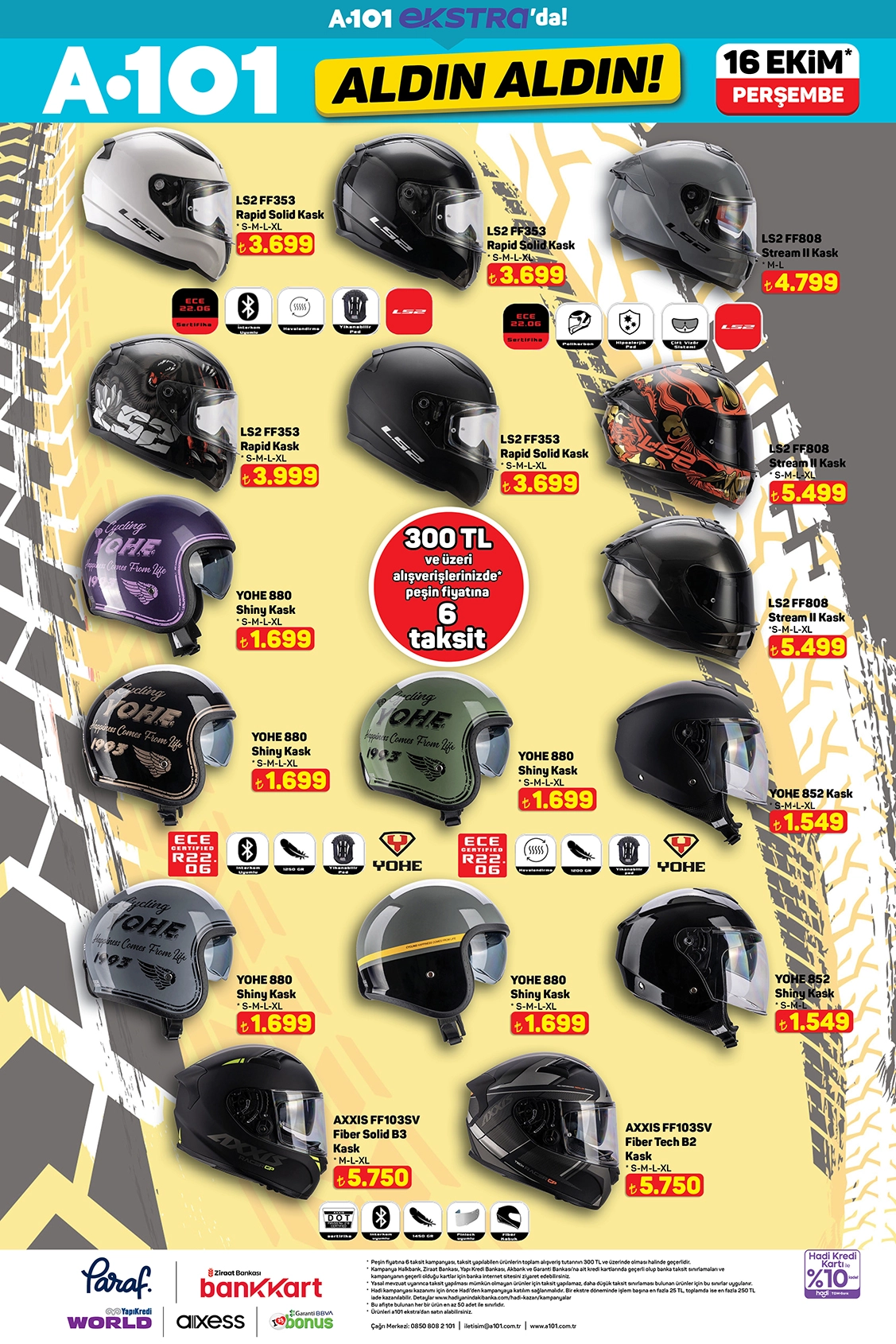 A101 motosiklet kask kampanyası 16 Ekim
