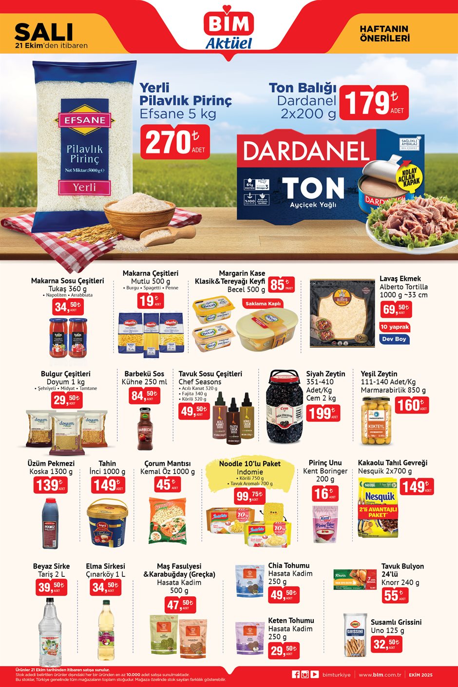 BİM 21 Ekim 2025 gıda fırsatları
