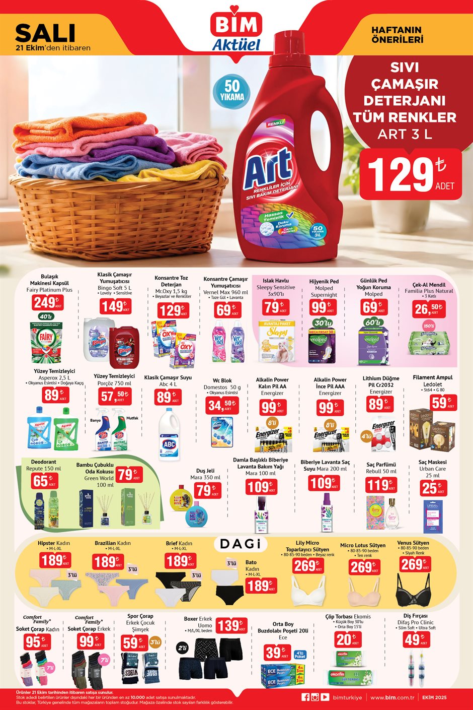 BİM 21 Ekim 2025 temizlik ürünleri