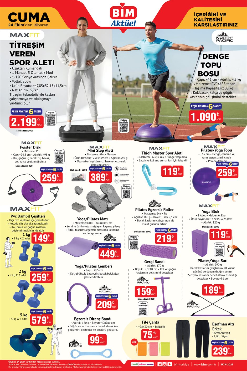 BİM 24 Ekim 2025 spor ekipmanları fırsatı