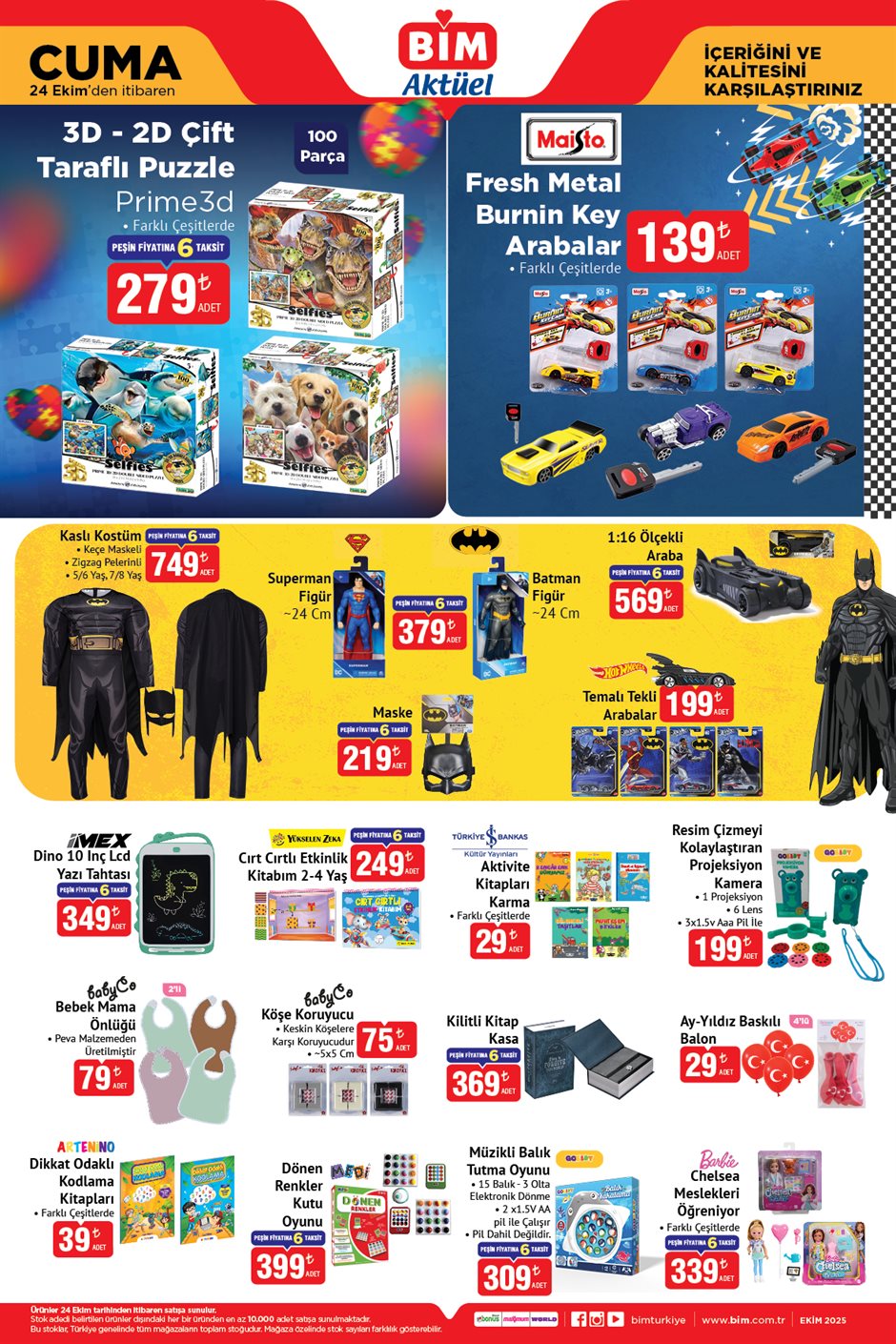 BİM 24 Ekim 2025 oyuncak ve çocuk ürünleri kataloğu
