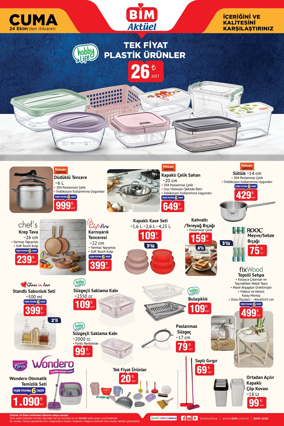 BİM 24 Ekim 2025 mutfak ve ev ürünleri kataloğu