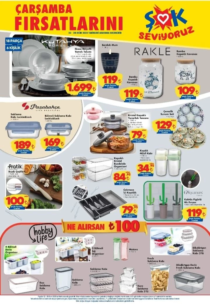 24-28 Ekim 2025 ŞOK market mutfak ürünleri