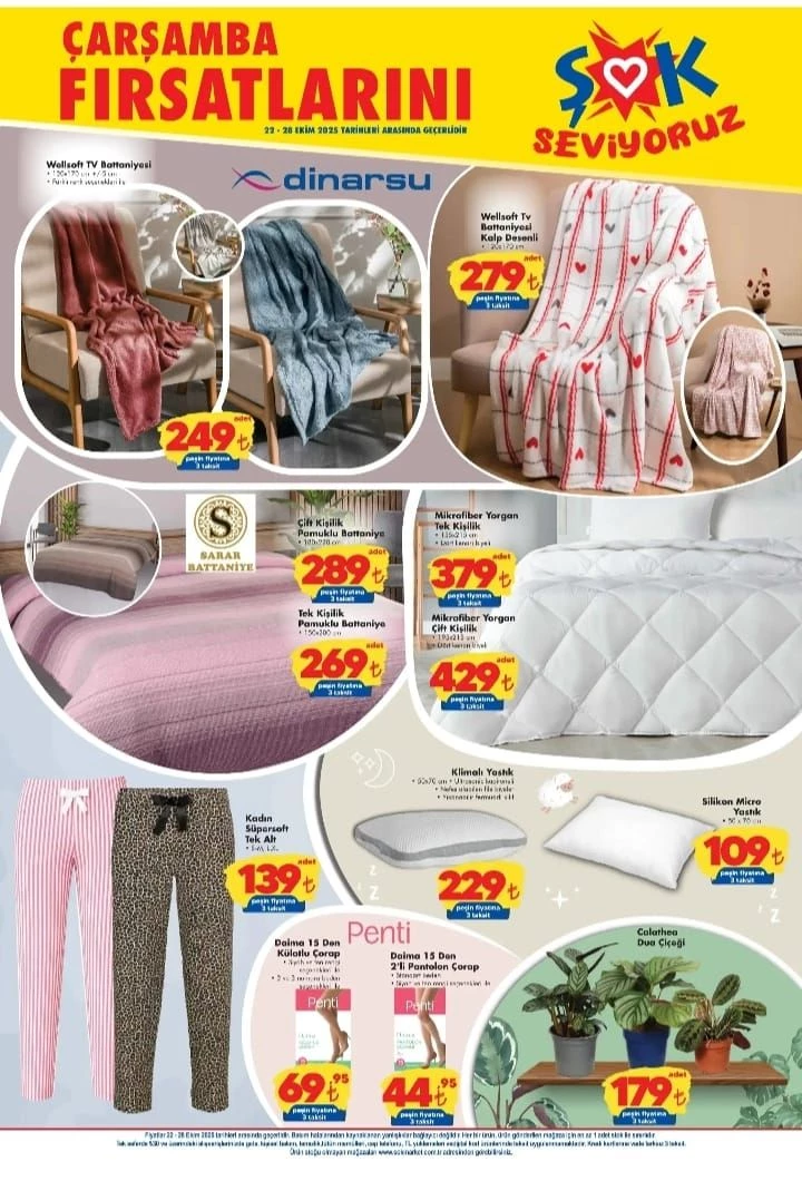 25-28 Ekim 2025 ŞOK market ev tekstili