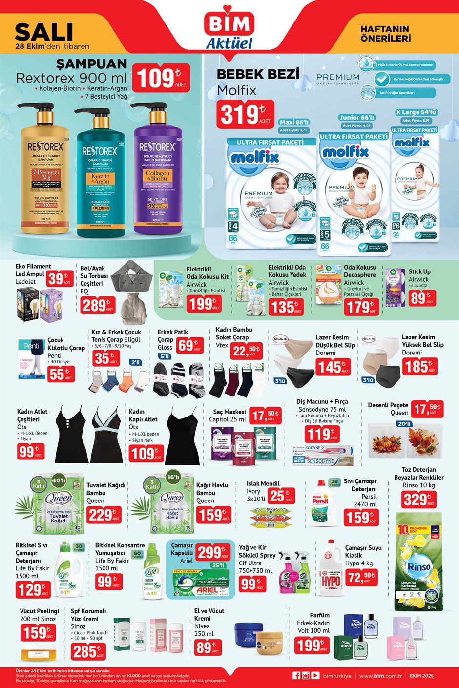 28 Ekim 2025 BİM temizlik ürünleri fırsatları