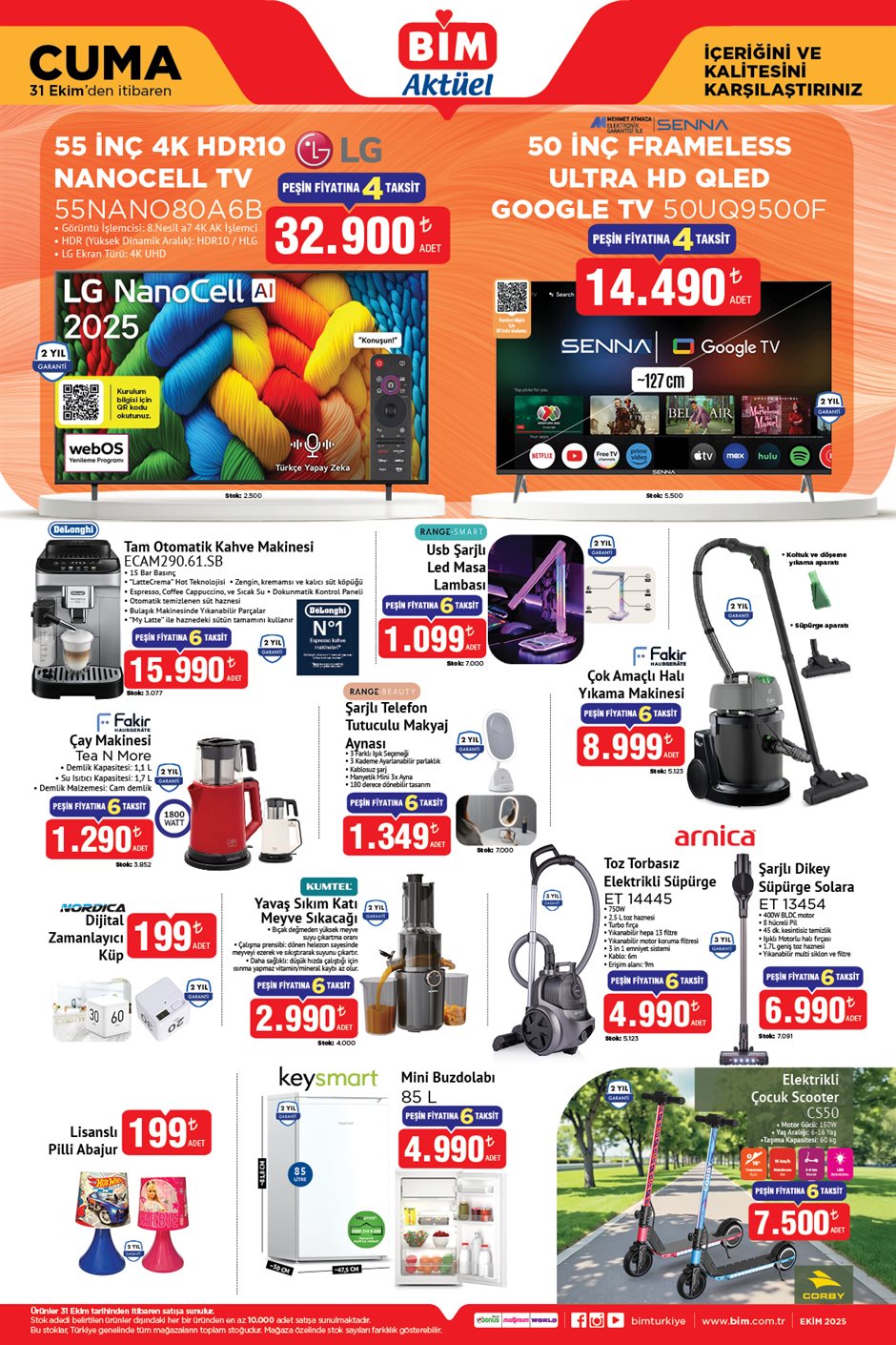 31 Ekim 2025 BİM elektronik ürünleri fırsatları
