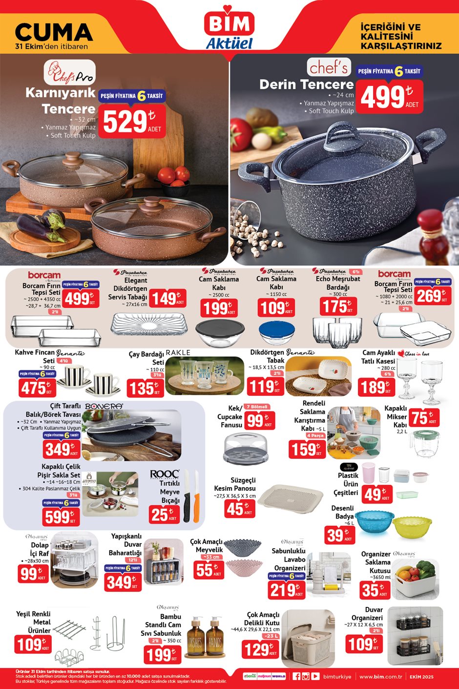 31 Ekim 2025 BİM mutfak ürünleri fırsatları