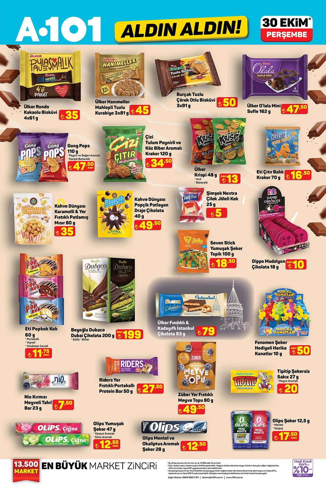 30 Ekim 2025 A101 tatlı atıştırmalıklar