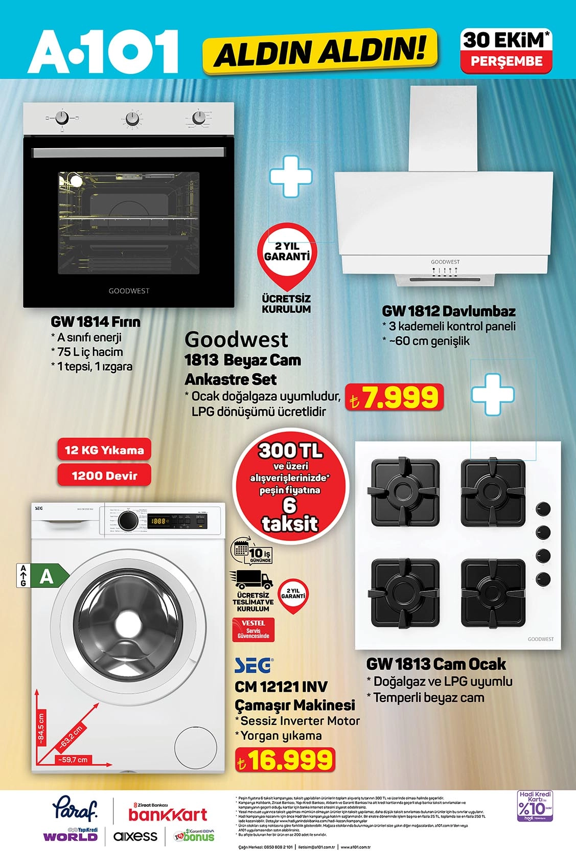 30 Ekim 2025 A101 beyaz eşya kampanyası