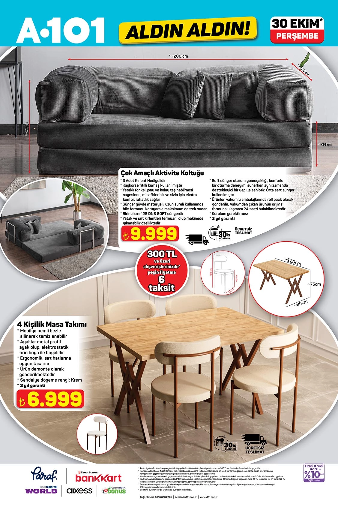 30 Ekim 2025 A101 mobilya ürünleri