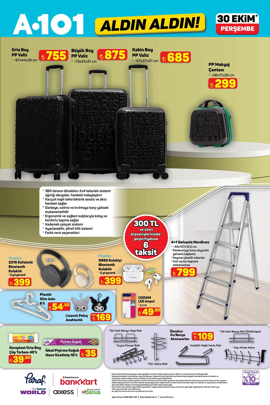 30 Ekim 2025 A101 valiz ve ev ürünleri