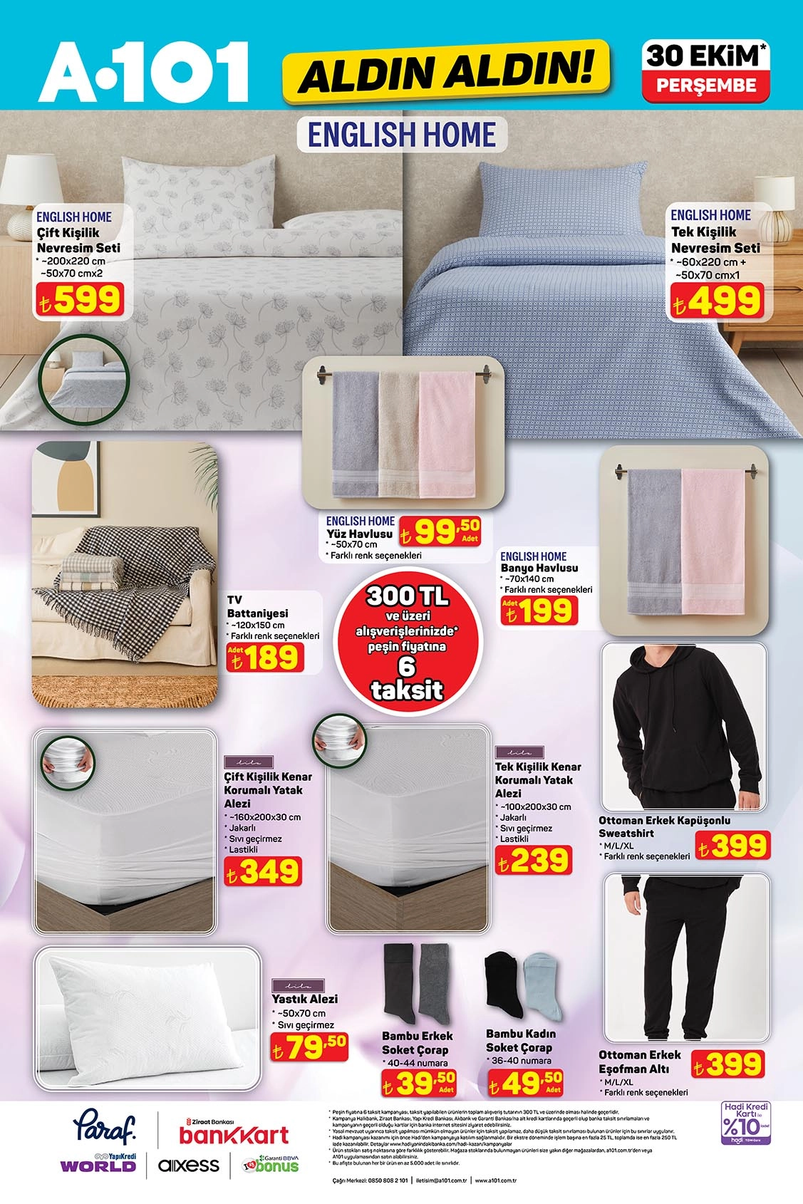 30 Ekim 2025 A101 ev tekstili ürünleri