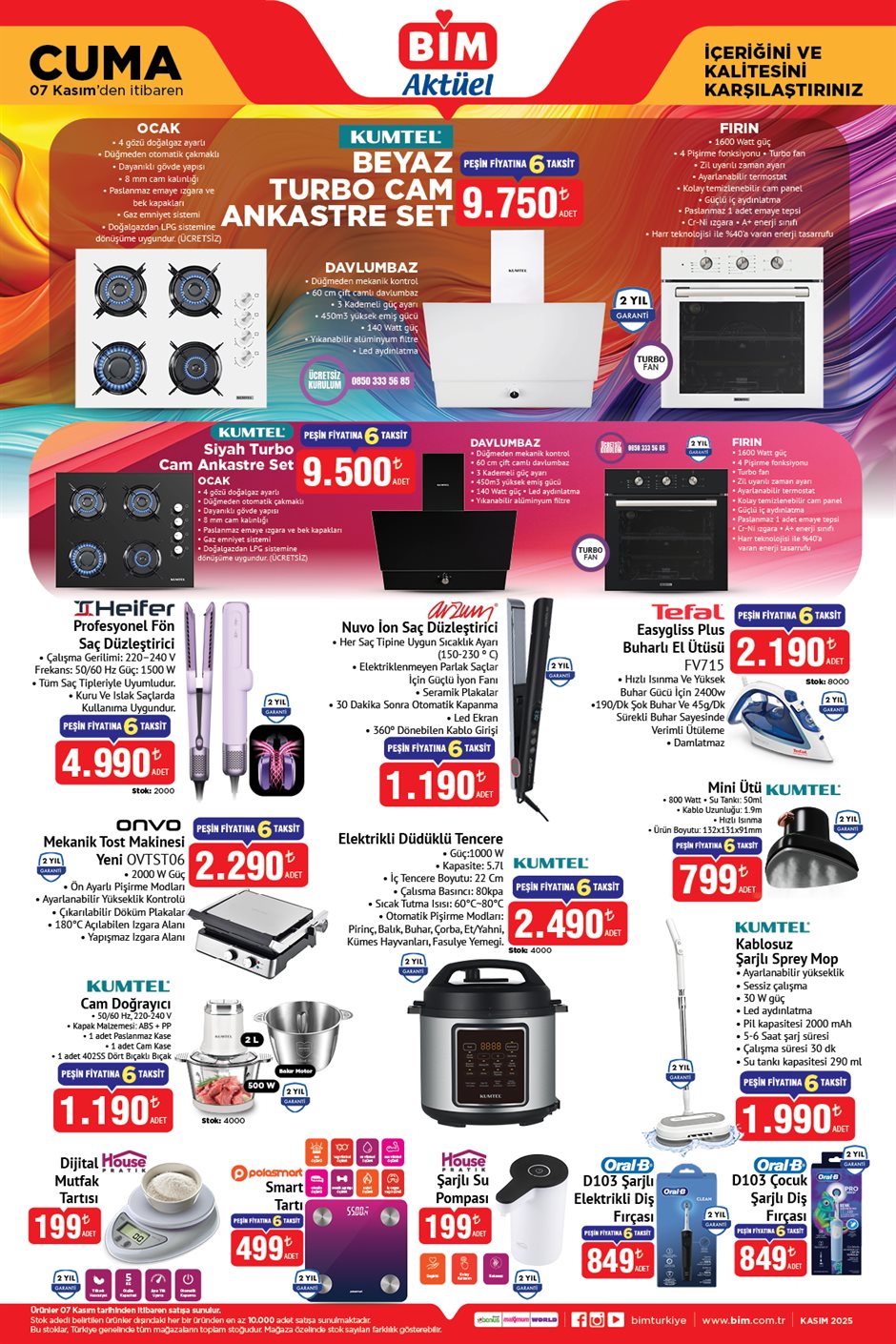 7 Kasım BİM ankastre ve küçük ev aletleri