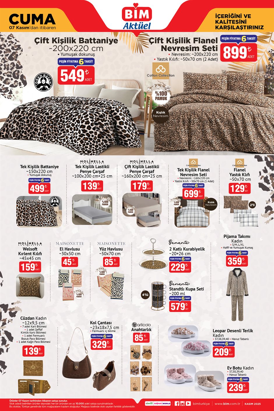 7 Kasım BİM ev tekstili