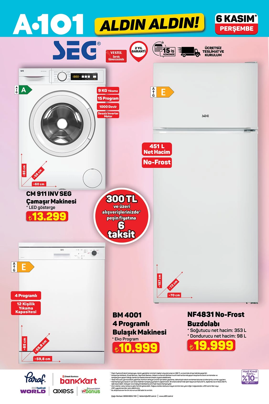 6 Kasım A101 beyaz eşya