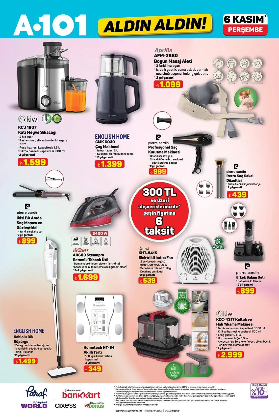 6 Kasım A101 küçük ev aletleri