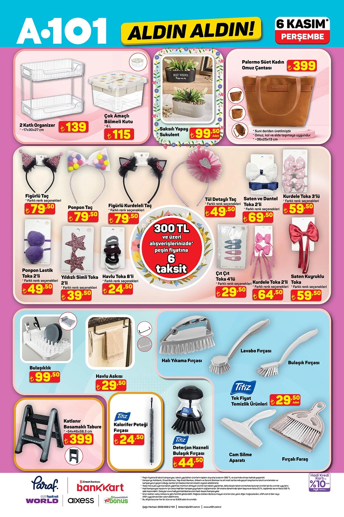 6 Kasım A101 ev düzenleme ve aksesuar