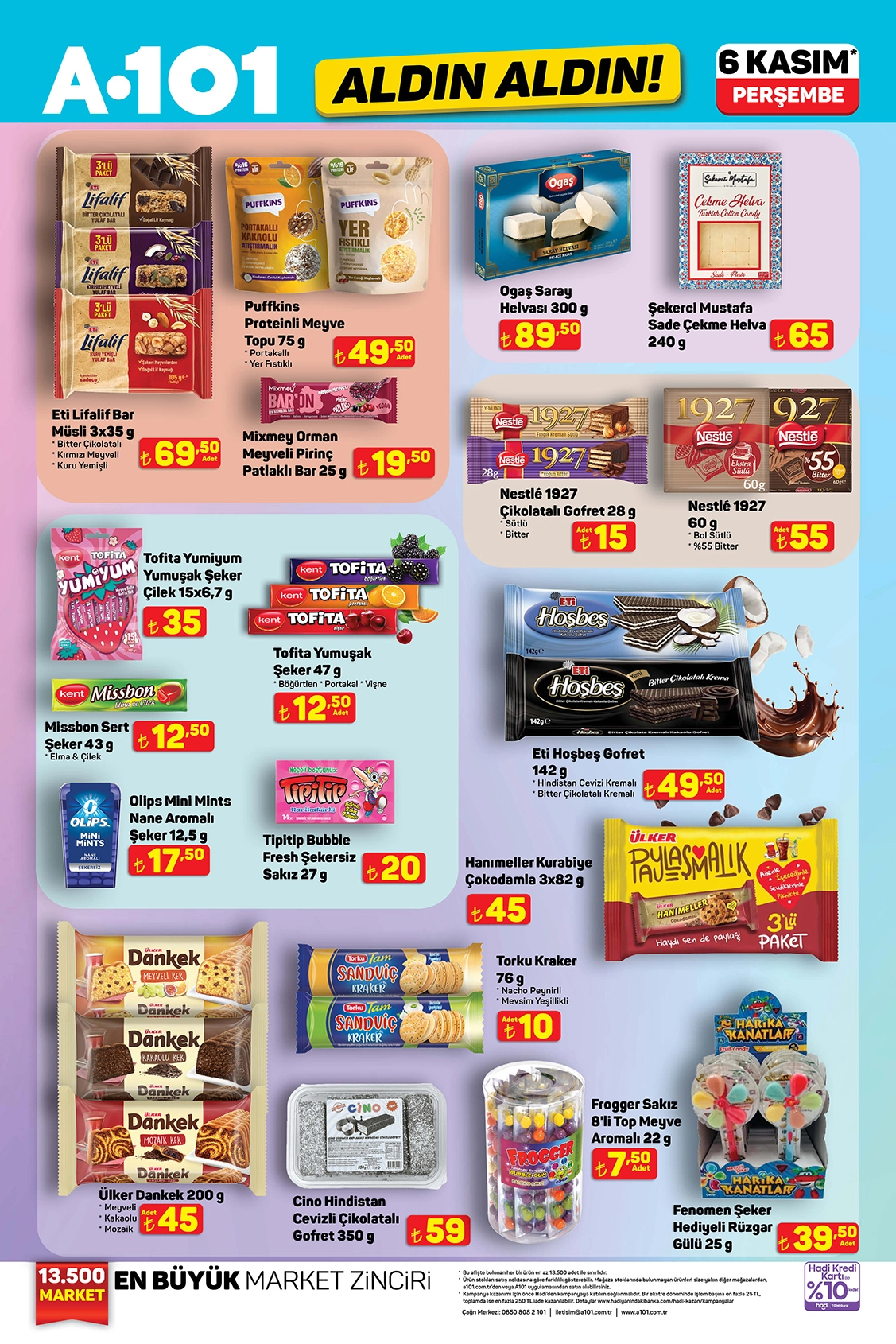 6 Kasım A101 atıştırmalık ve tatlı