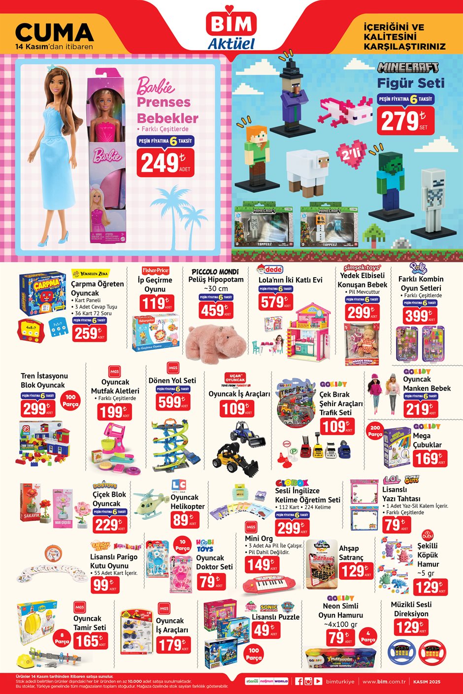 14 Kasım 2025 BİM aktüel katalog oyuncak sayfası