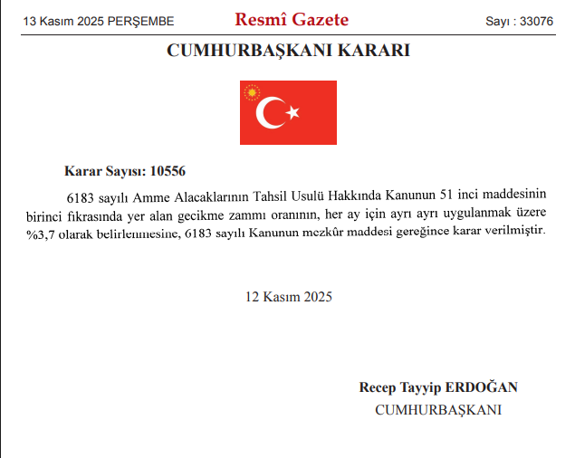 kamu alacakları için gecikme zam oranı belli oldu