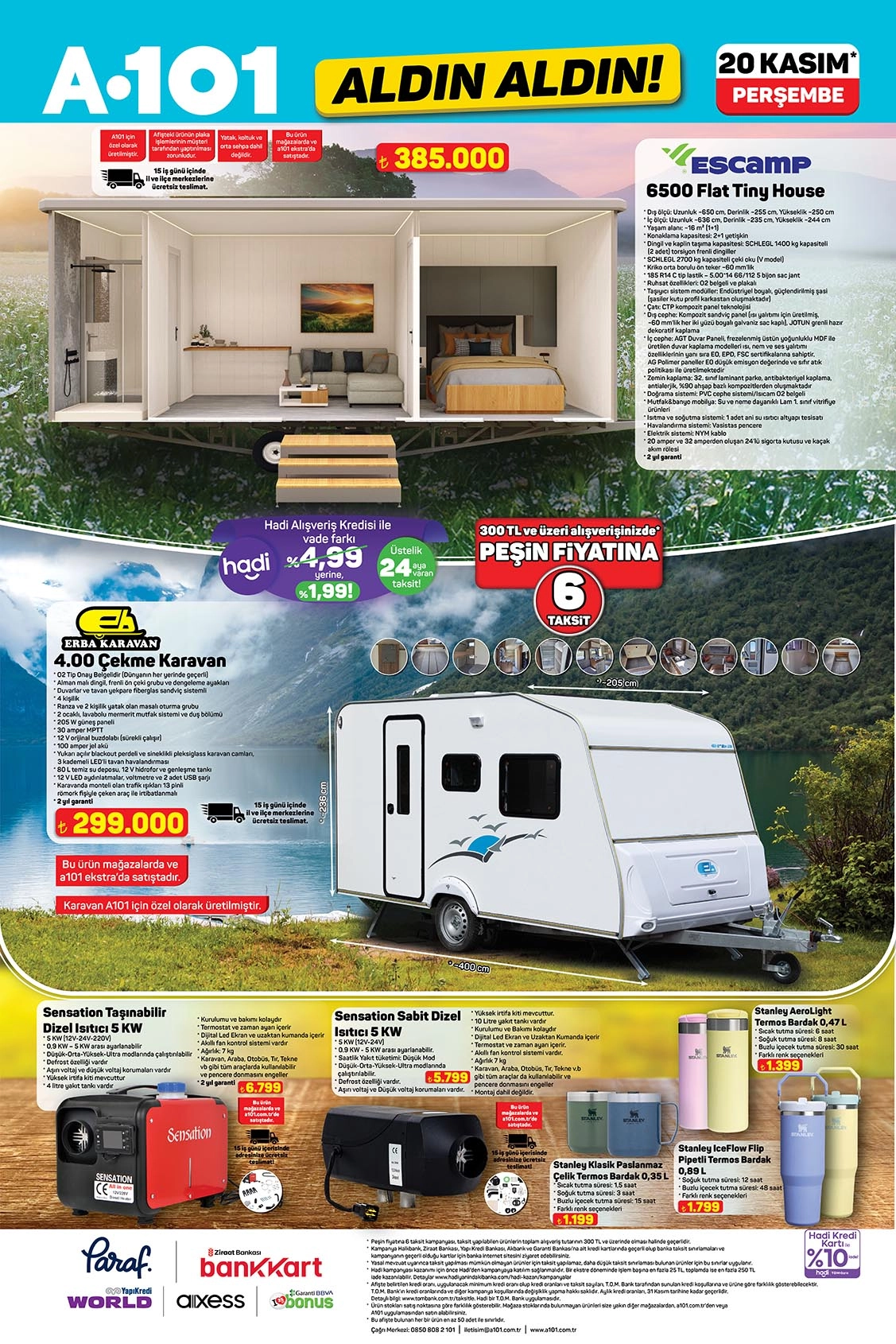 A101 karavan ve tiny house ürünleri