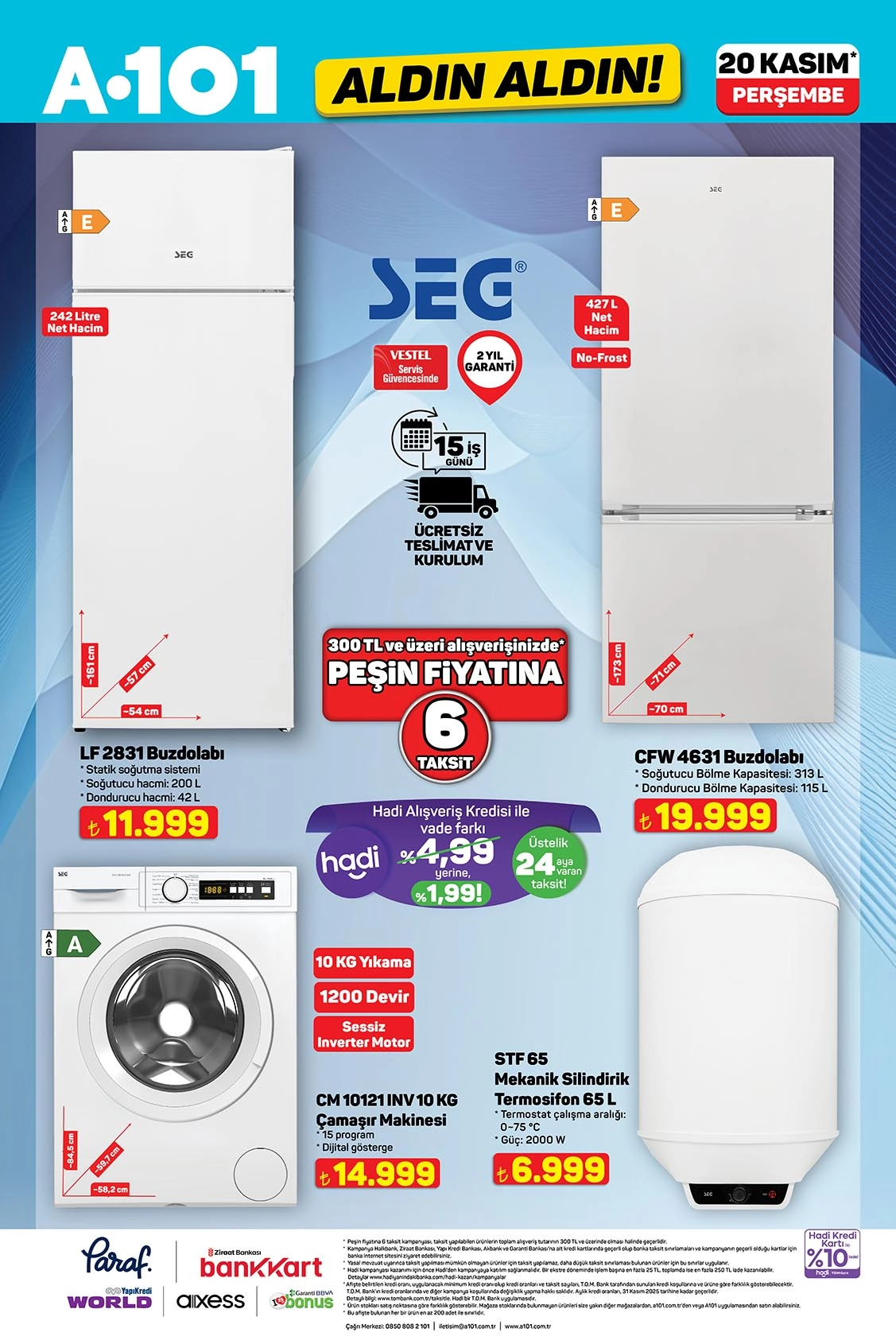 A101 beyaz eşya indirimleri
