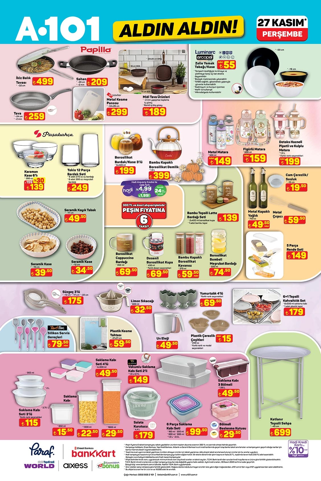 A101 27 Kasım mutfak ürünleri indirimleri.