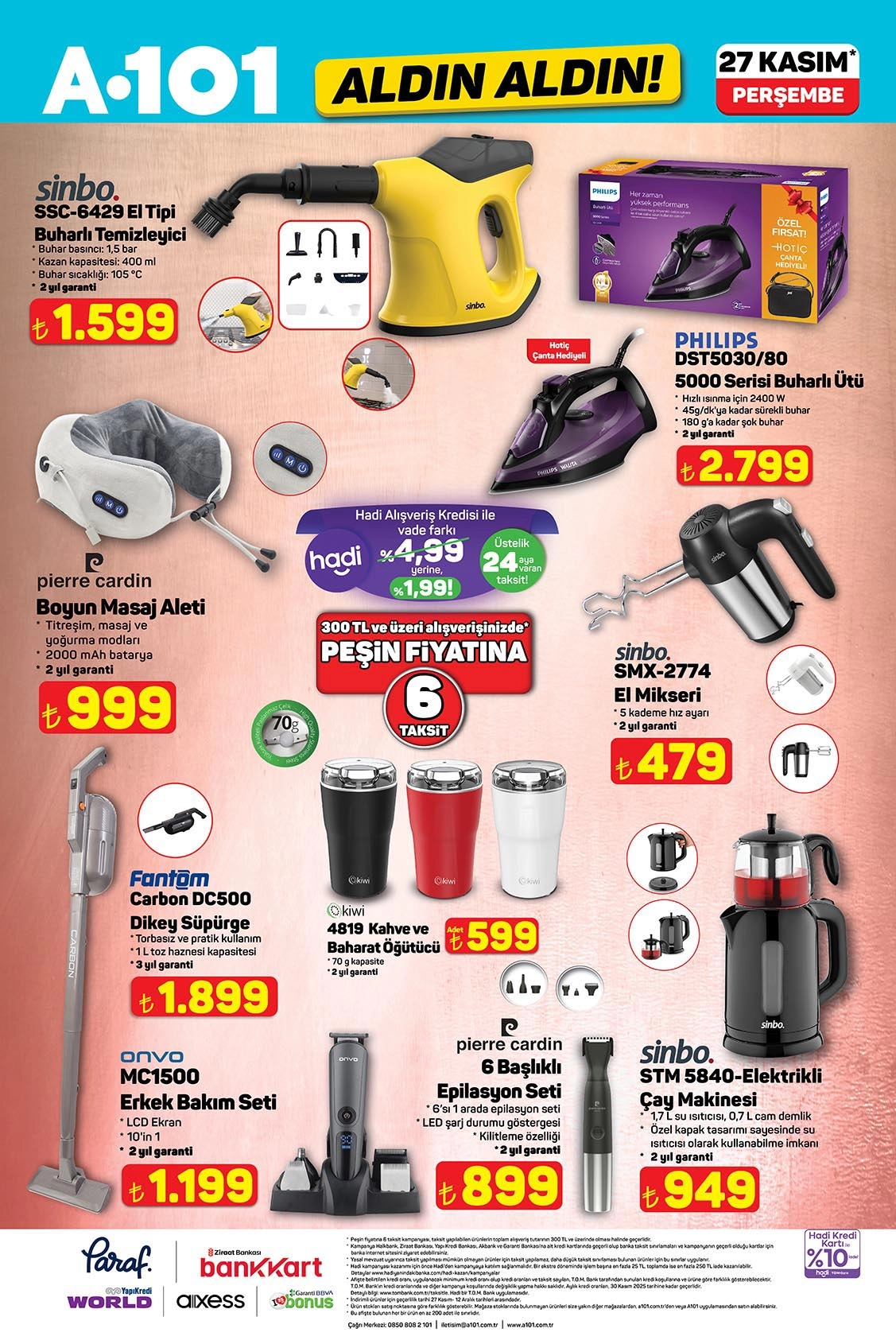 A101 27 Kasım küçük ev aletleri indirimleri.
