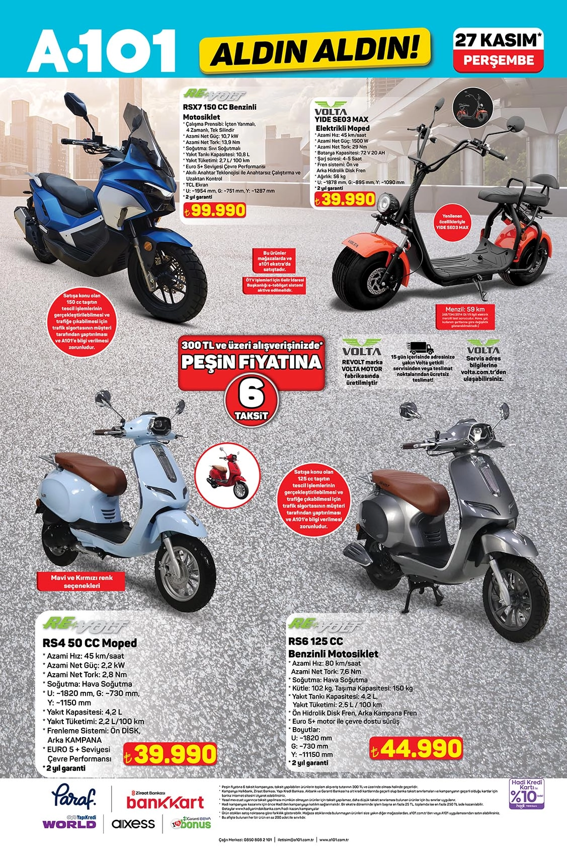 A101 27 Kasım motosiklet ve moped