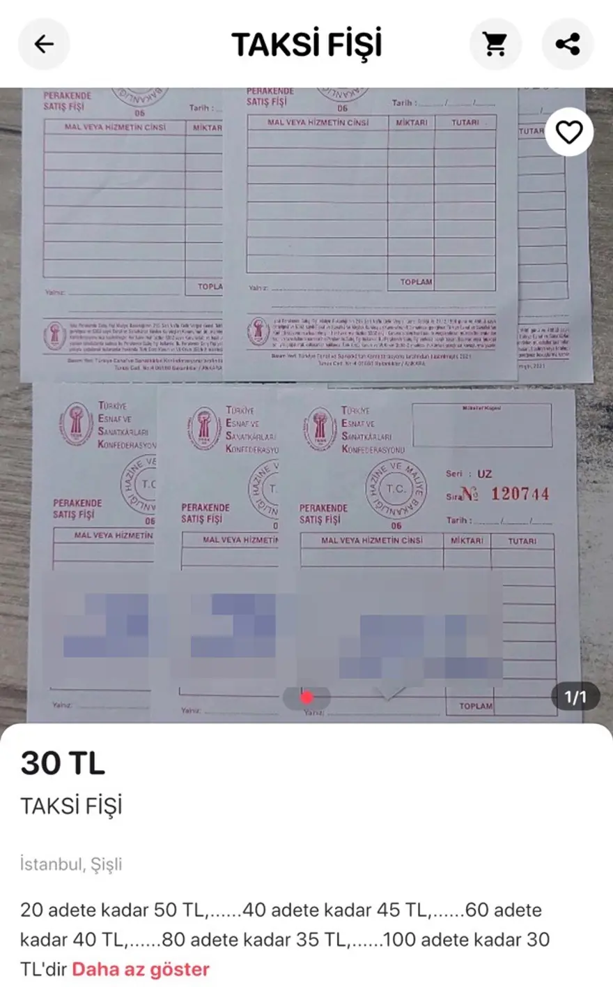 Taksi Faturaları İlan Sitelerinde Satılıyor: Usulsüzlük Açık İlanlarla Yapılıyor