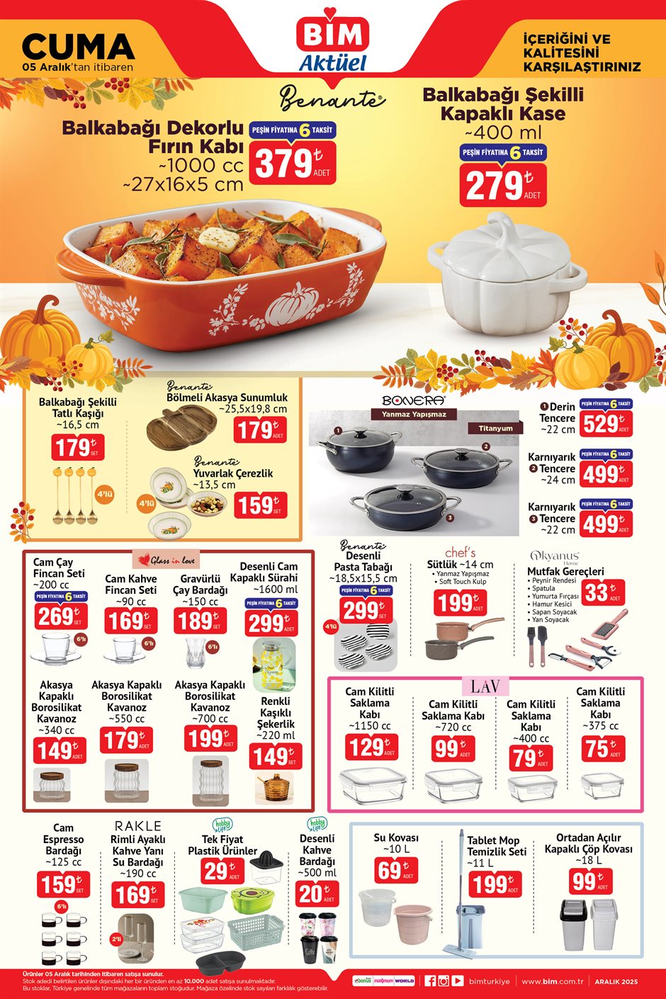 BİM 2–5 Aralık mutfak ürünleri ve tencere setleri.