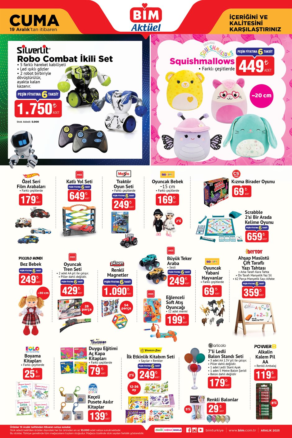 BİM 19 Aralık 2025 aktüel katalog oyuncak ürünleri.