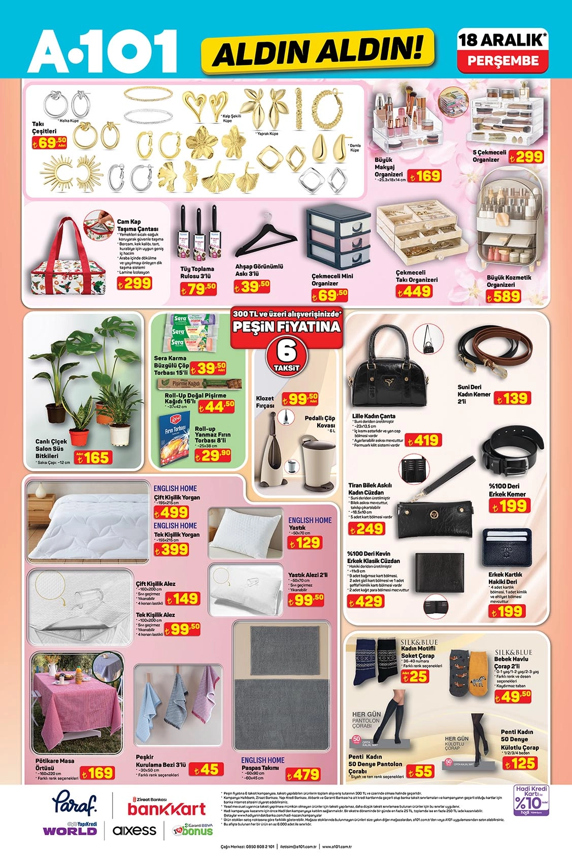 A101 18 Aralık Aldın Aldın aktüel tekstil ve kişisel ürünler