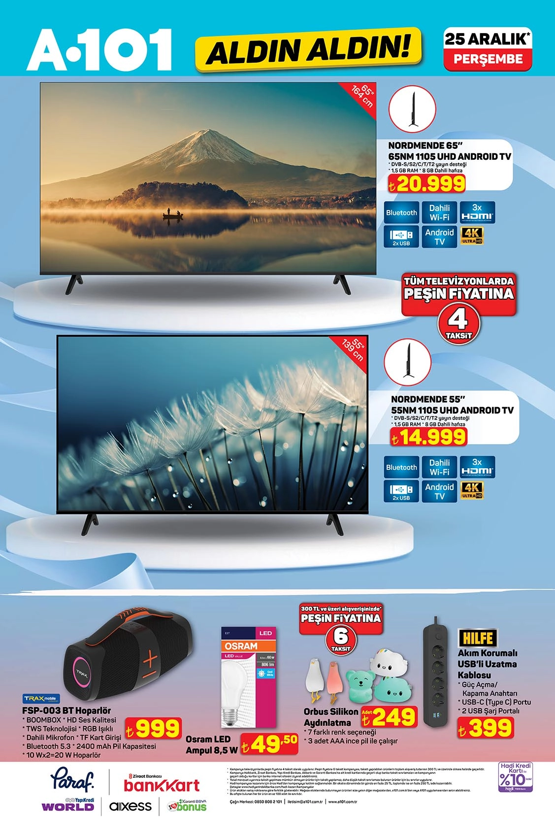 A101 25 Aralık aktüel katalog televizyon ürünleri