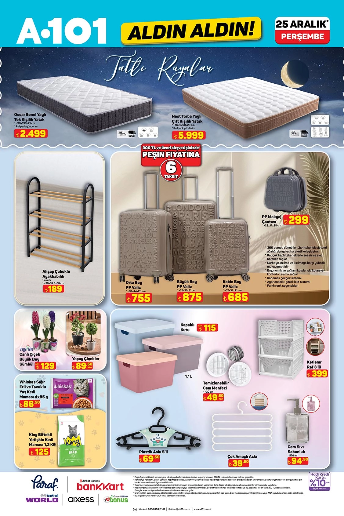 A101 yatak ve valiz ürünleri