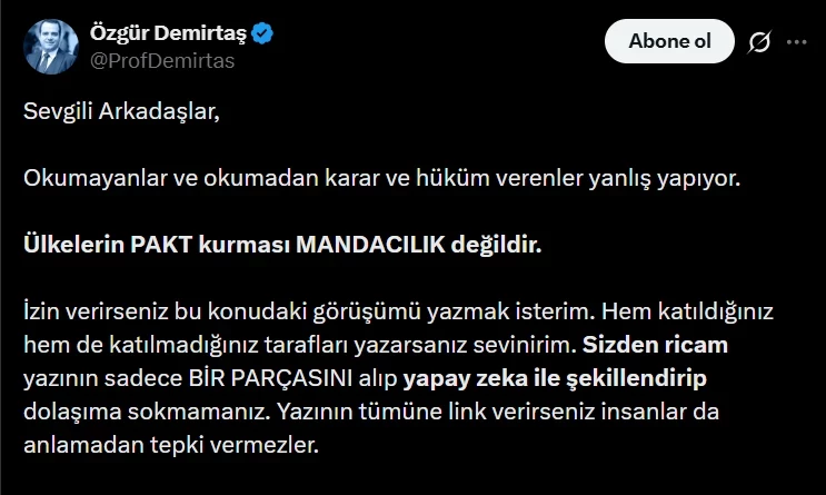 Özgür Demirtaş’tan tepkiler sonrası yeni açıklama